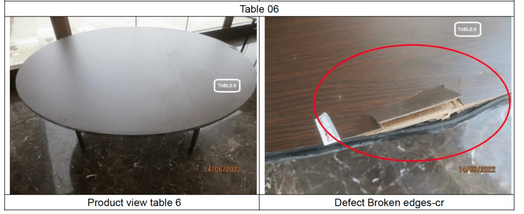 table inspection damage